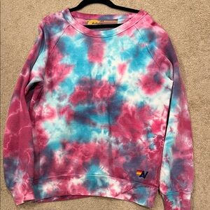 Aviator Nation Blue and Pink Tie-Dye Sweatshirt